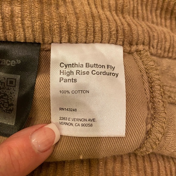 Reformation Cynthia Button Fly High Rise Tan Corduroy Pants / Womens Size 27 - Picture 11 of 14